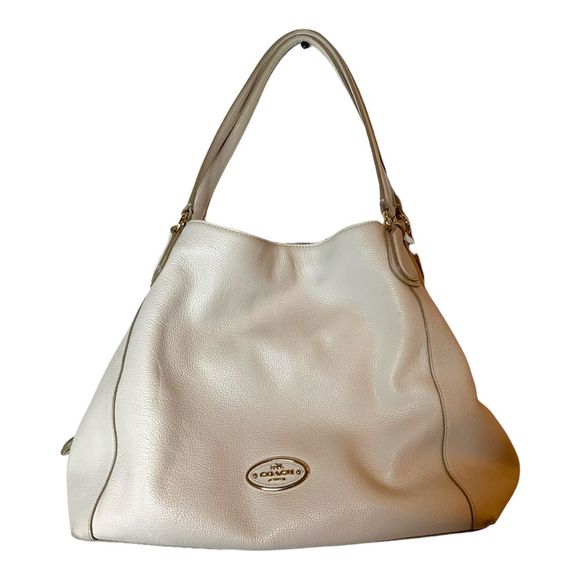 Coach Handbags - Vintage Coach New York Edie Shoulder Bag Hobo Signature Pebble Leather White